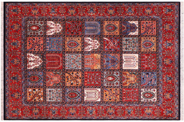 handmade Transitional Kafkaz Blue Rust Hand Knotted RECTANGLE 100% WOOL area rug 8 x 10